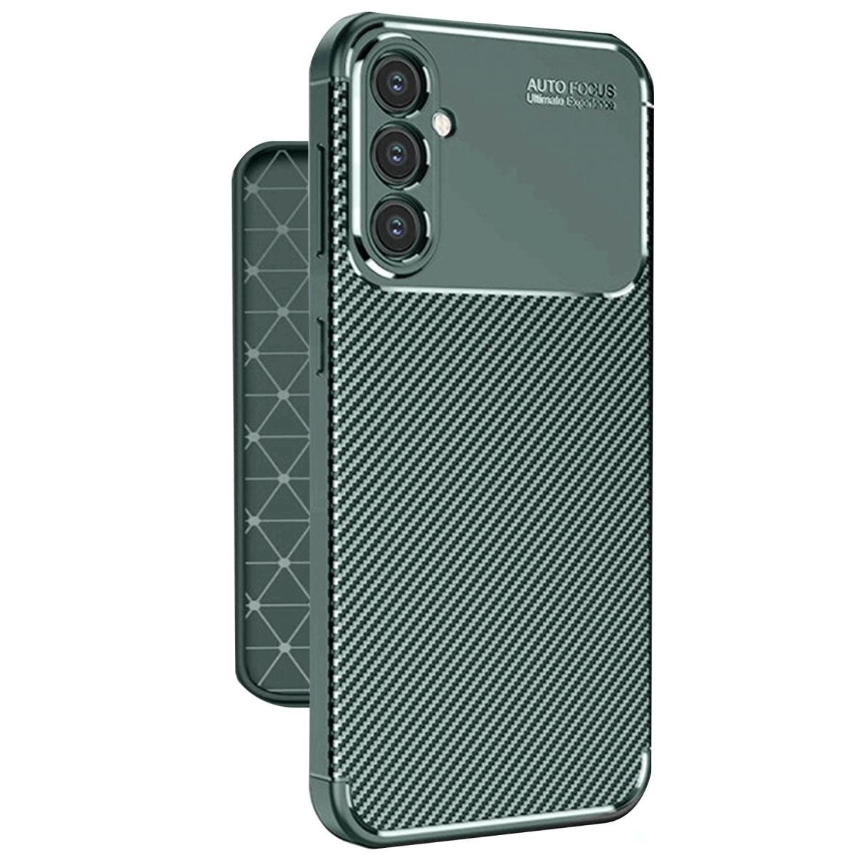 Samsung Galaxy A56 Kılıf Auto Focus Karbon Kapak - Koyu Yeşil