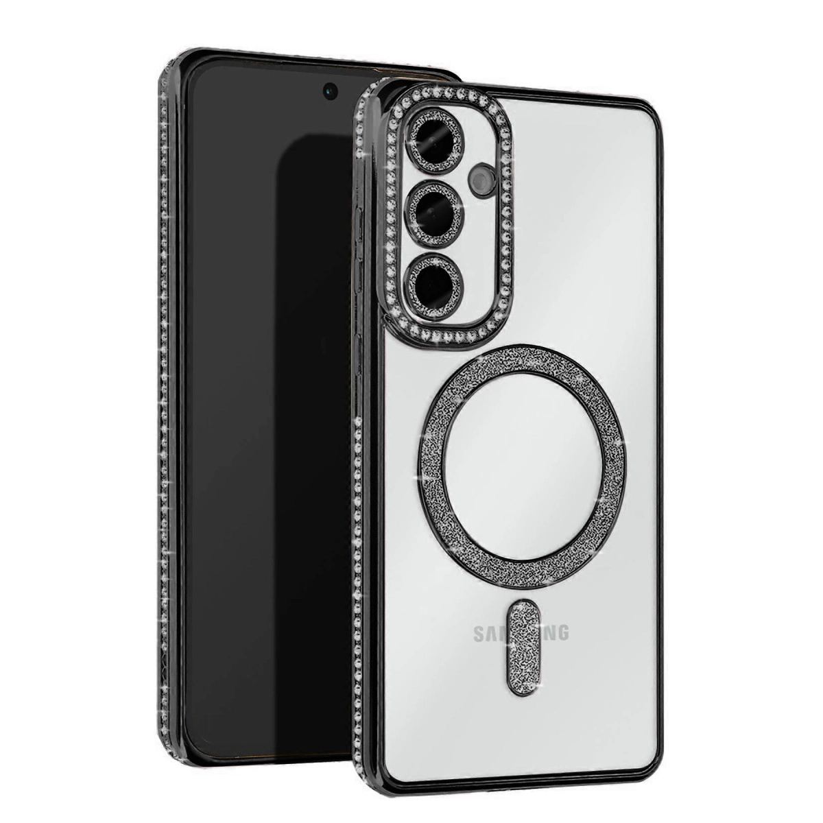 Samsung Galaxy S25 Kılıf Joke Simli Magneticsafe Kılıf - Siyah