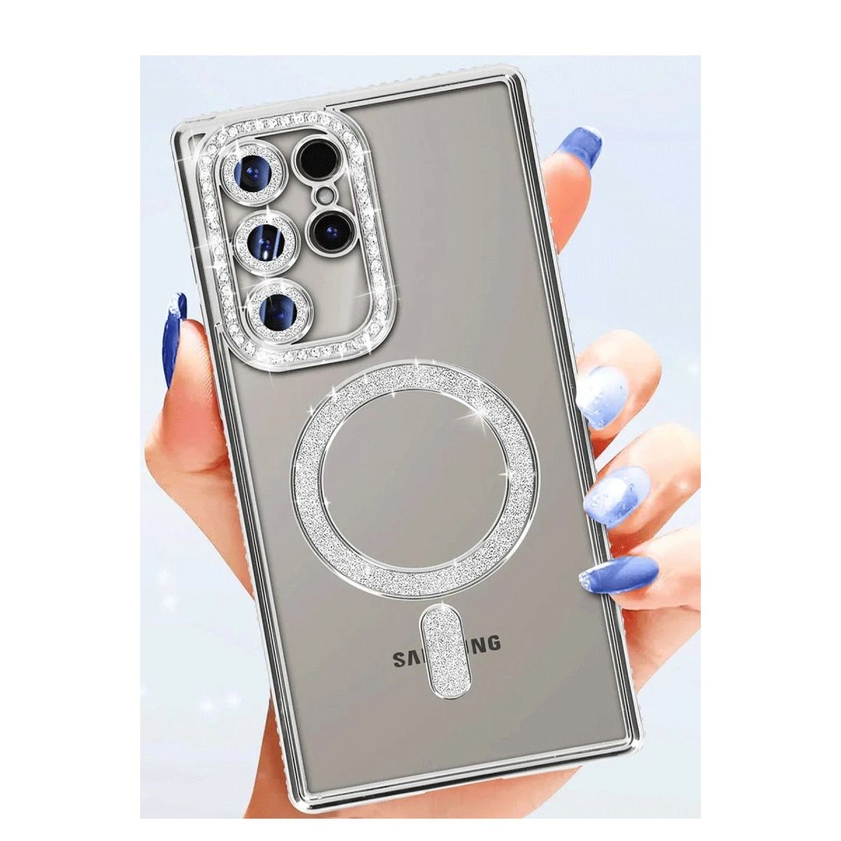 Samsung Galaxy S25 Ultra Kılıf Joke Simli Magneticsafe Kılıf - Siyah