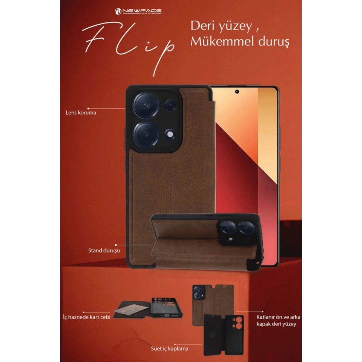 Samsung Galaxy A36 Kılıf Flip Cover - Kırmızı