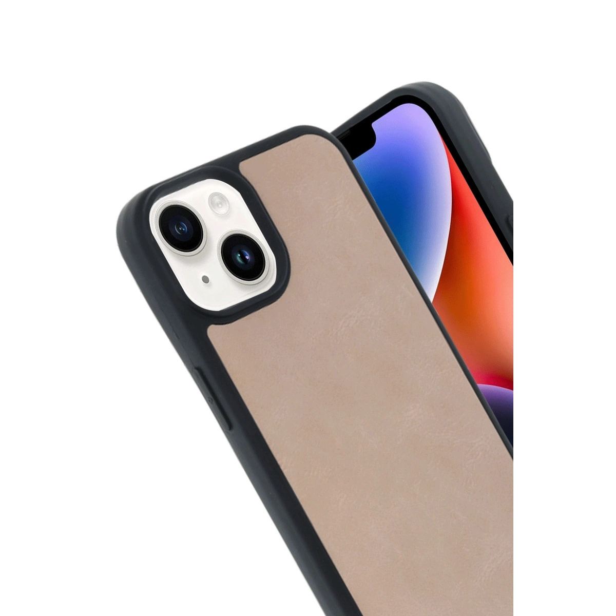 Apple İphone 15 Kılıf Aras Deri Kapak - Pudra