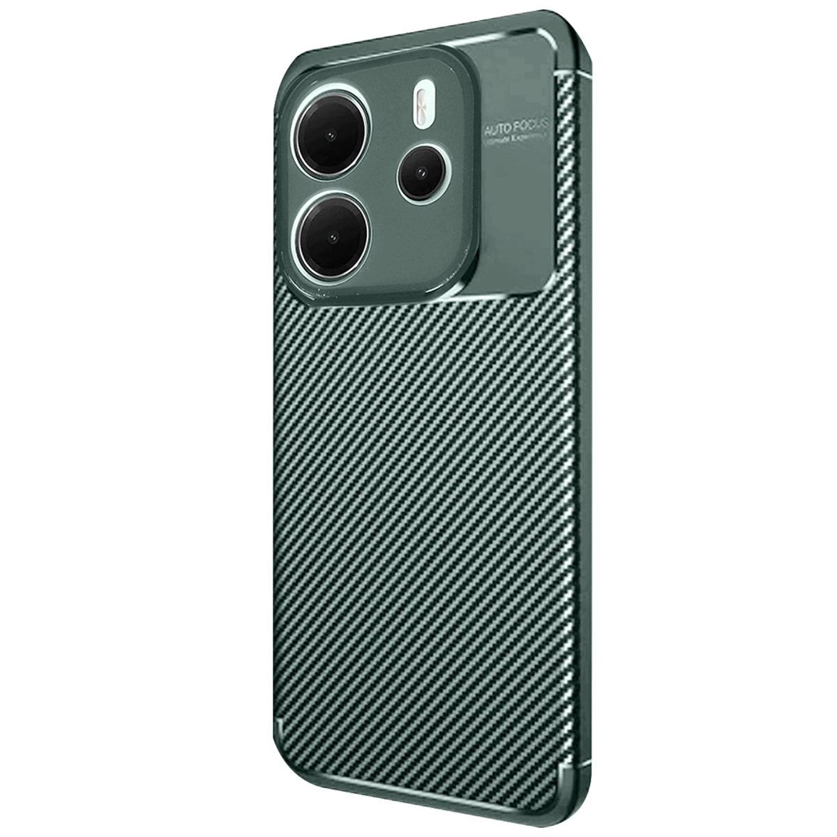 Xiaomi Redmi Note 14 4g Kılıf Auto Focus Karbon Kapak - Koyu Yeşil