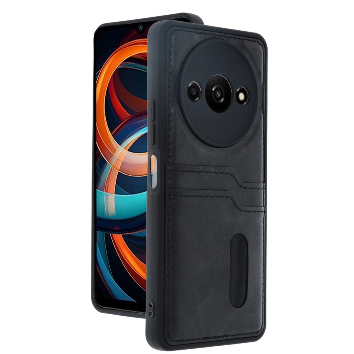 Xiaomi Redmi A3 4g Kılıf Sara Kartvizitli Deri Kılıf - Siyah