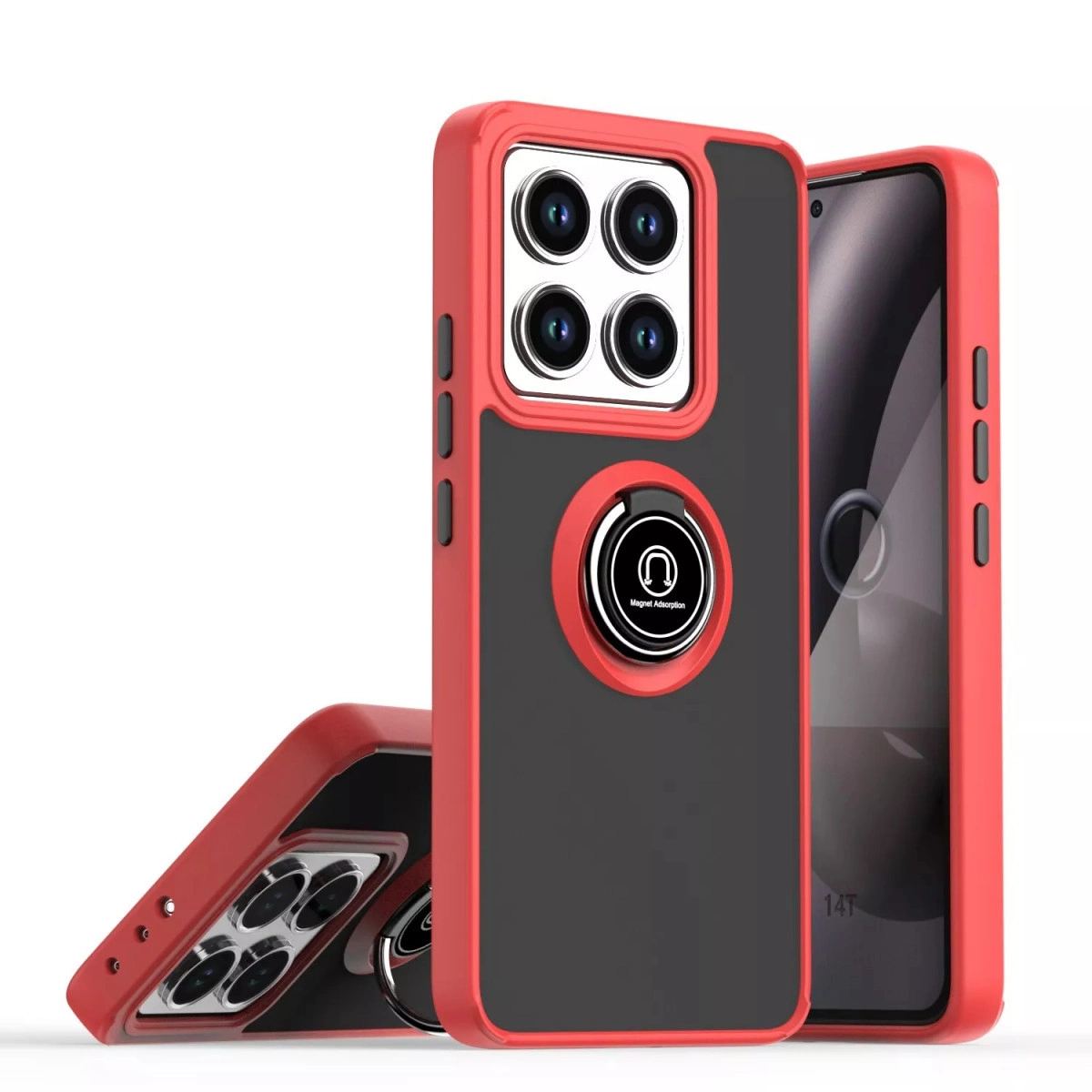 Xiaomi Mi 14t Pro Kılıf Montreal Yüzüklü Silikon Kapak - Kırmızı