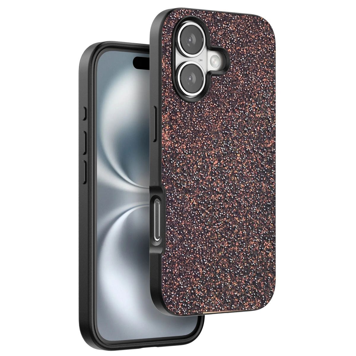 Onegif Apple İphone 16 Plus Bright Simli Kapak - Derin Mor