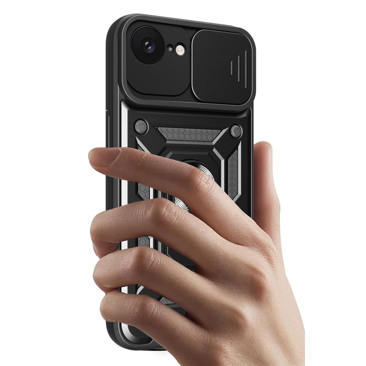 Apple İphone 16e Kılıf Pars Lens Yüzüklü Silikon - Siyah