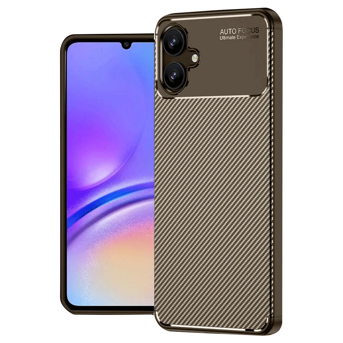 Samsung Galaxy A06 Kılıf Auto Focus Karbon Kapak - Kahverengi