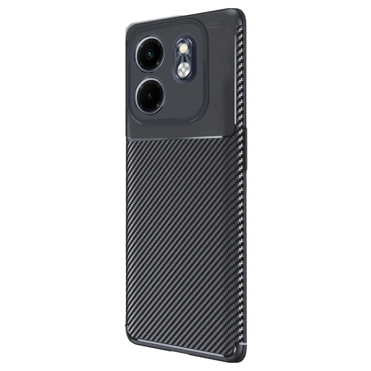 İnfinix Smart 9 Kılıf Auto Focus Karbon Kapak - Siyah