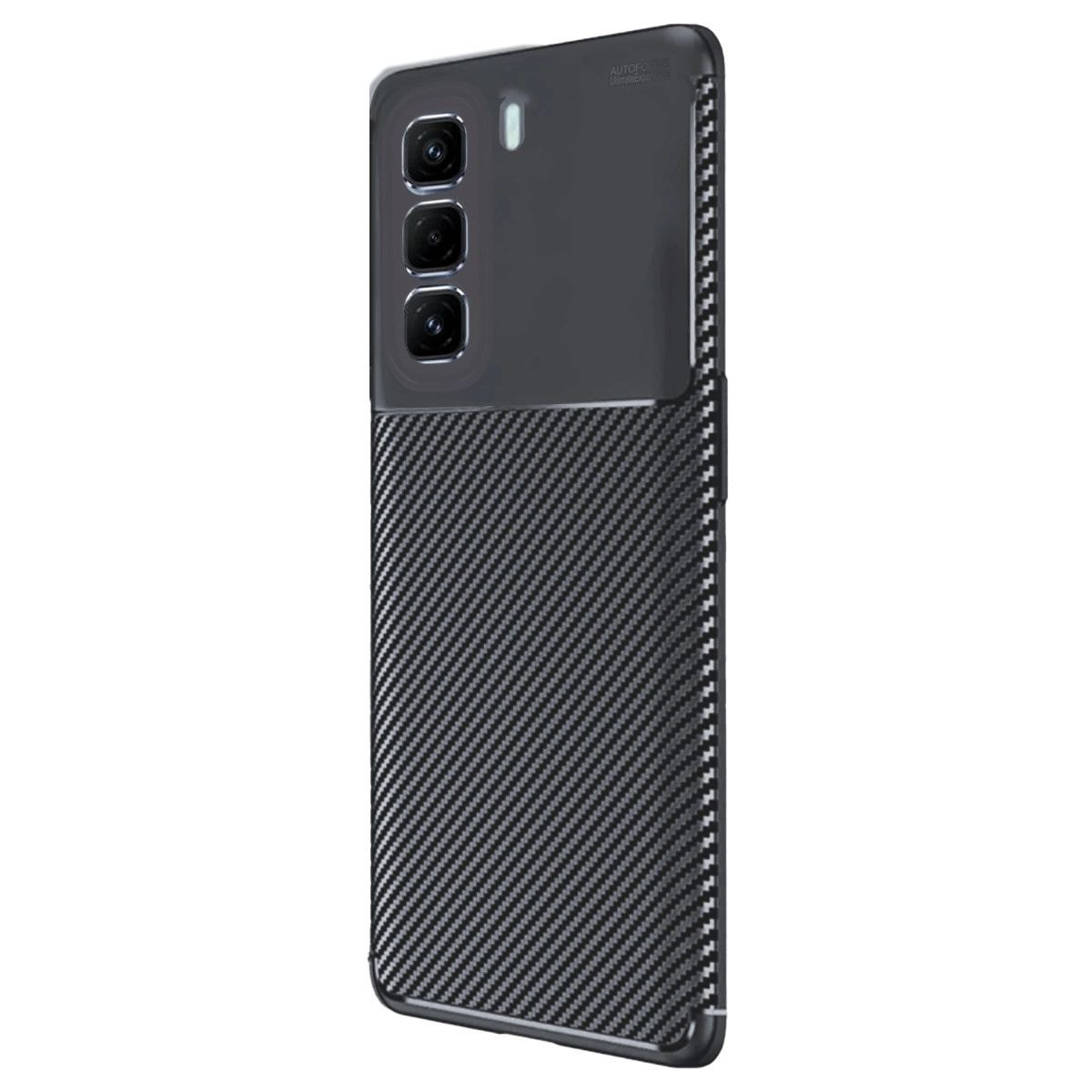 İnfinix Hot 50 4g Kılıf Auto Focus Karbon Kapak - Siyah
