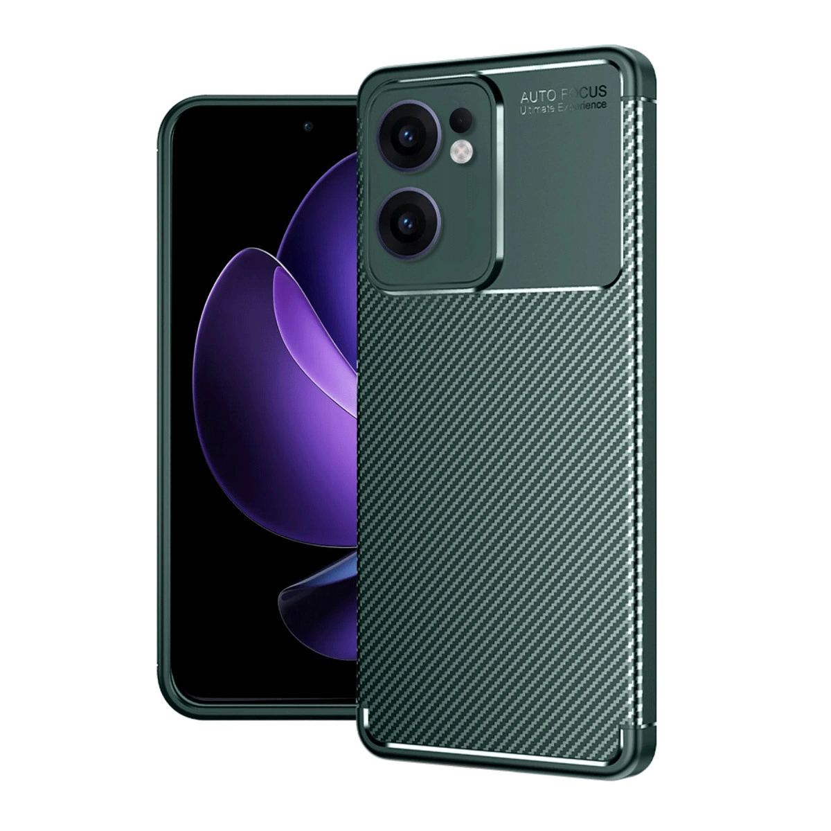 Oppo Reno 13f Kılıf Auto Focus Karbon Kapak - Koyu Yeşil
