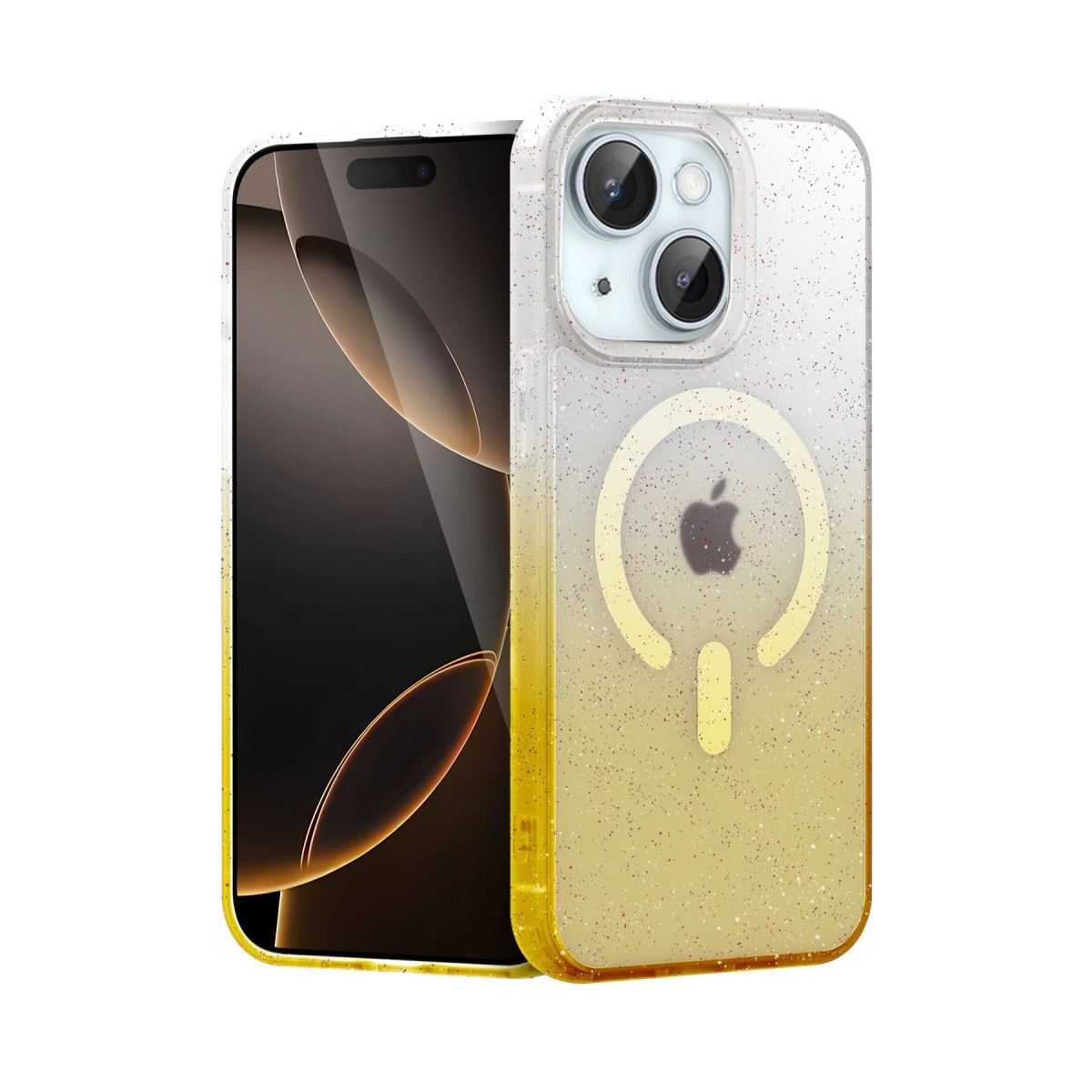 Apple İphone 14 Pummel Shiny Magsafe Kapak - Gold