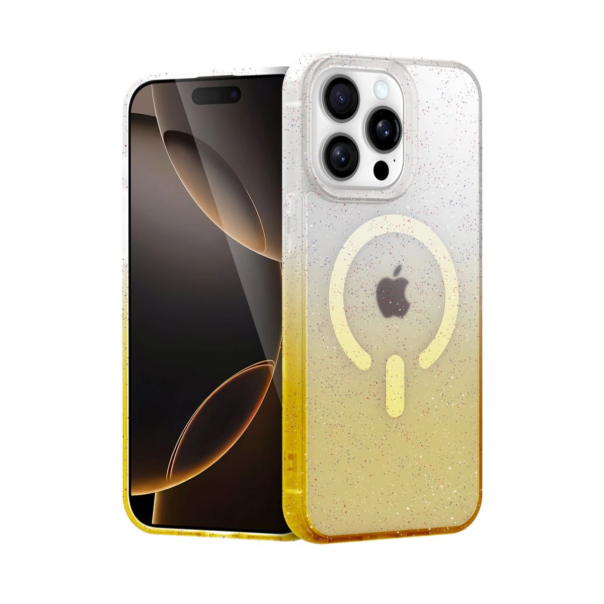 Apple İphone 15 Pro Pummel Shiny Magsafe Kapak - Gold
