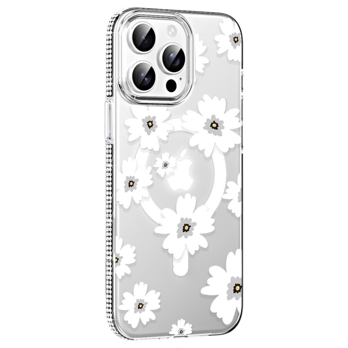 Joko Apple İphone 15 Pro Floral Magsafe Kapak - Beyaz