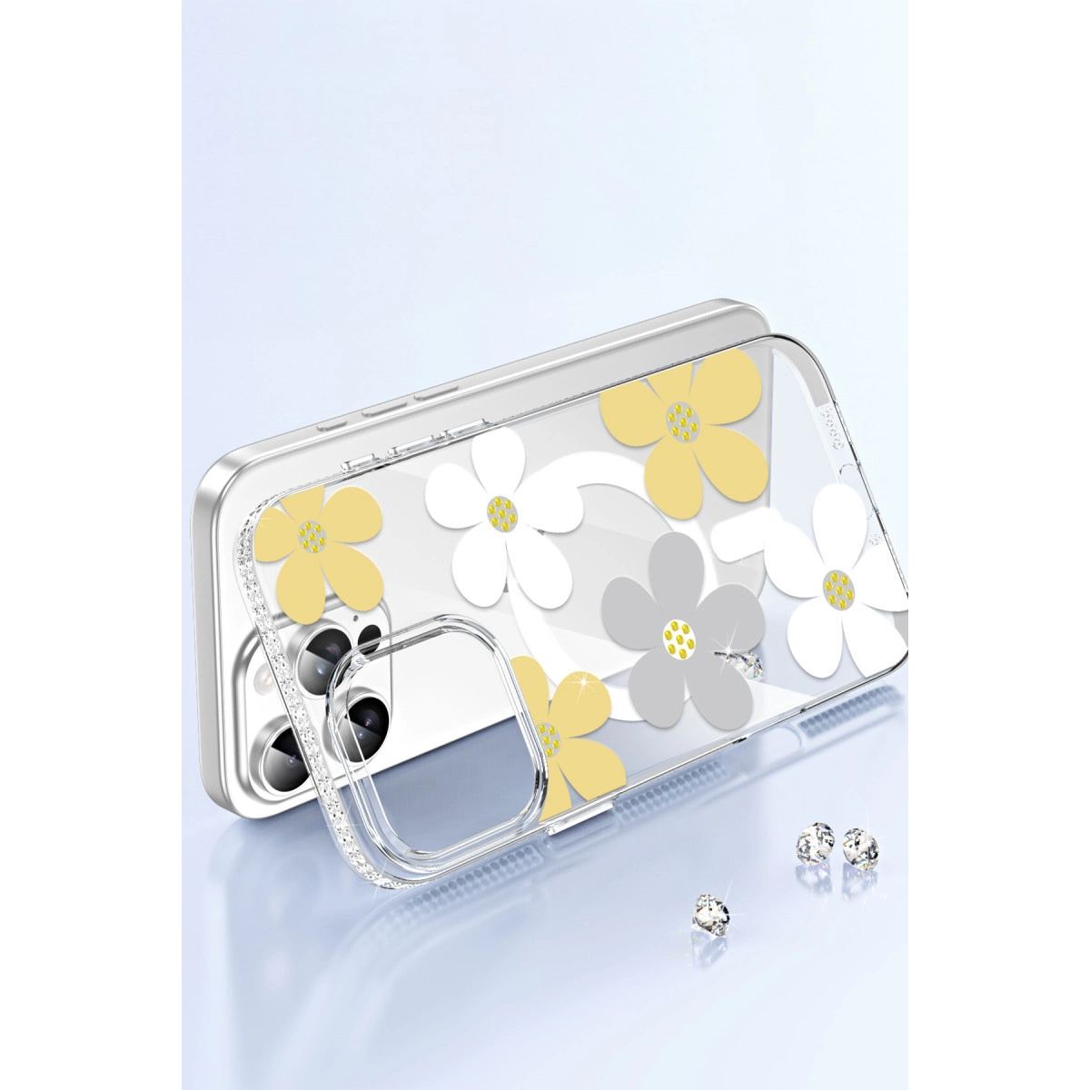 Joko Apple İphone 15 Pro Floral Magsafe Kapak - Sarı