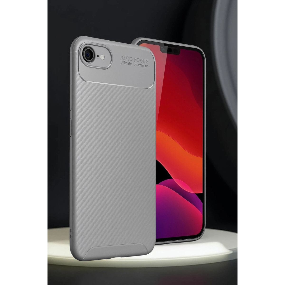 Apple İphone 16e Kılıf Auto Focus Karbon Kapak - Gri