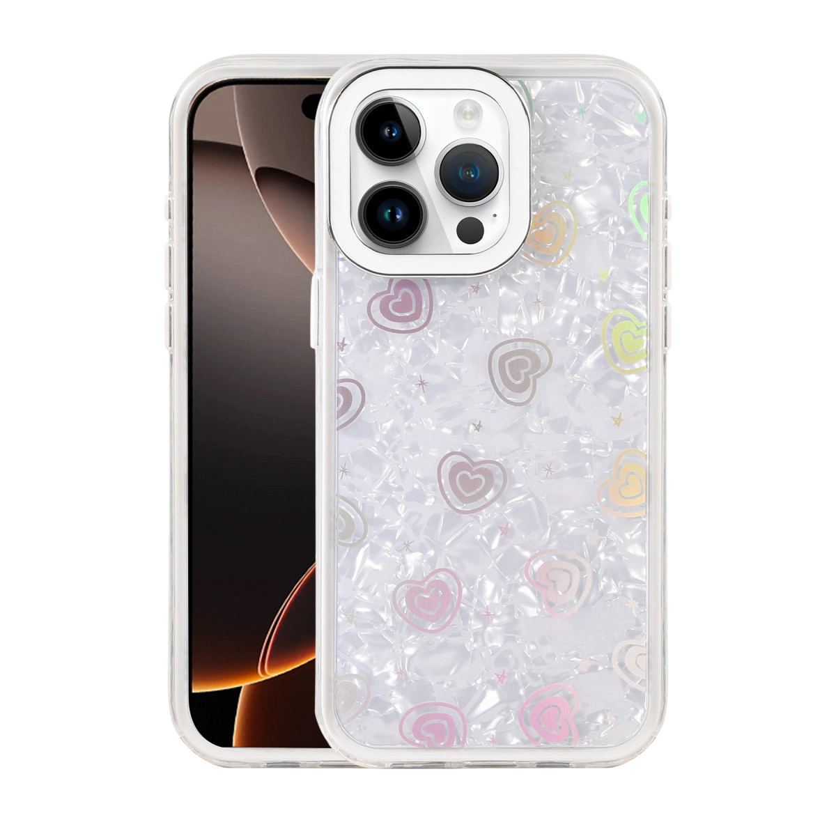 Apple İphone 15 Pro Lumi Desenli Kapak - Beyaz