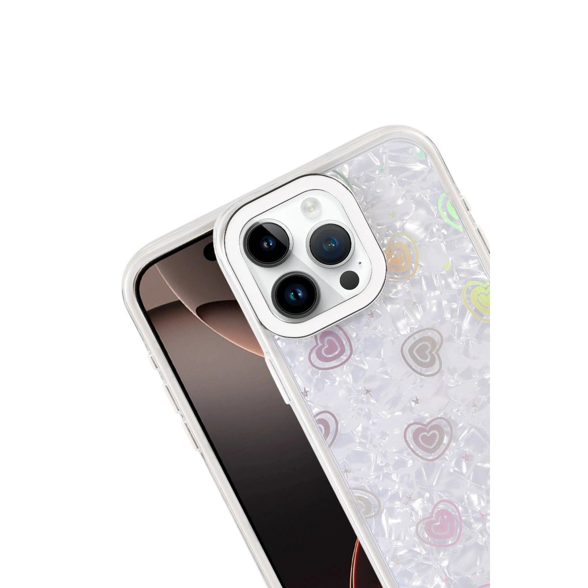 Apple İphone 15 Pro Lumi Desenli Kapak - Beyaz
