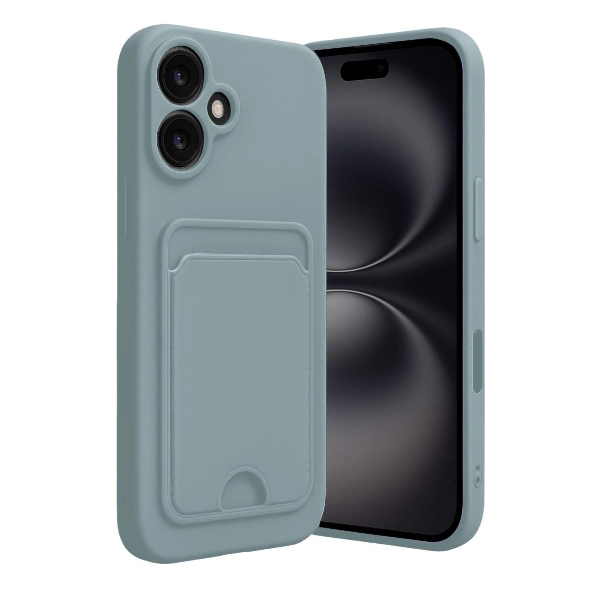 Apple İphone 16 Kılıf Kelvin Kartvizitli Silikon - Açık Yeşil