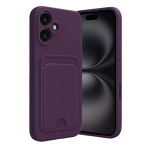 Apple İphone 16 Kılıf Kelvin Kartvizitli Silikon - Derin Mor