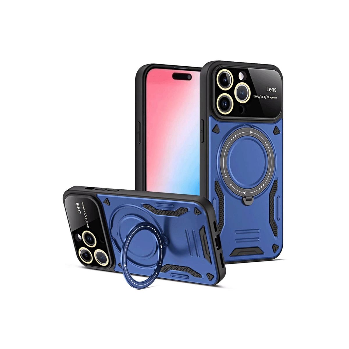 Apple İphone 15 Pro Max Joy Lens Standlı Kapak - Lacivert