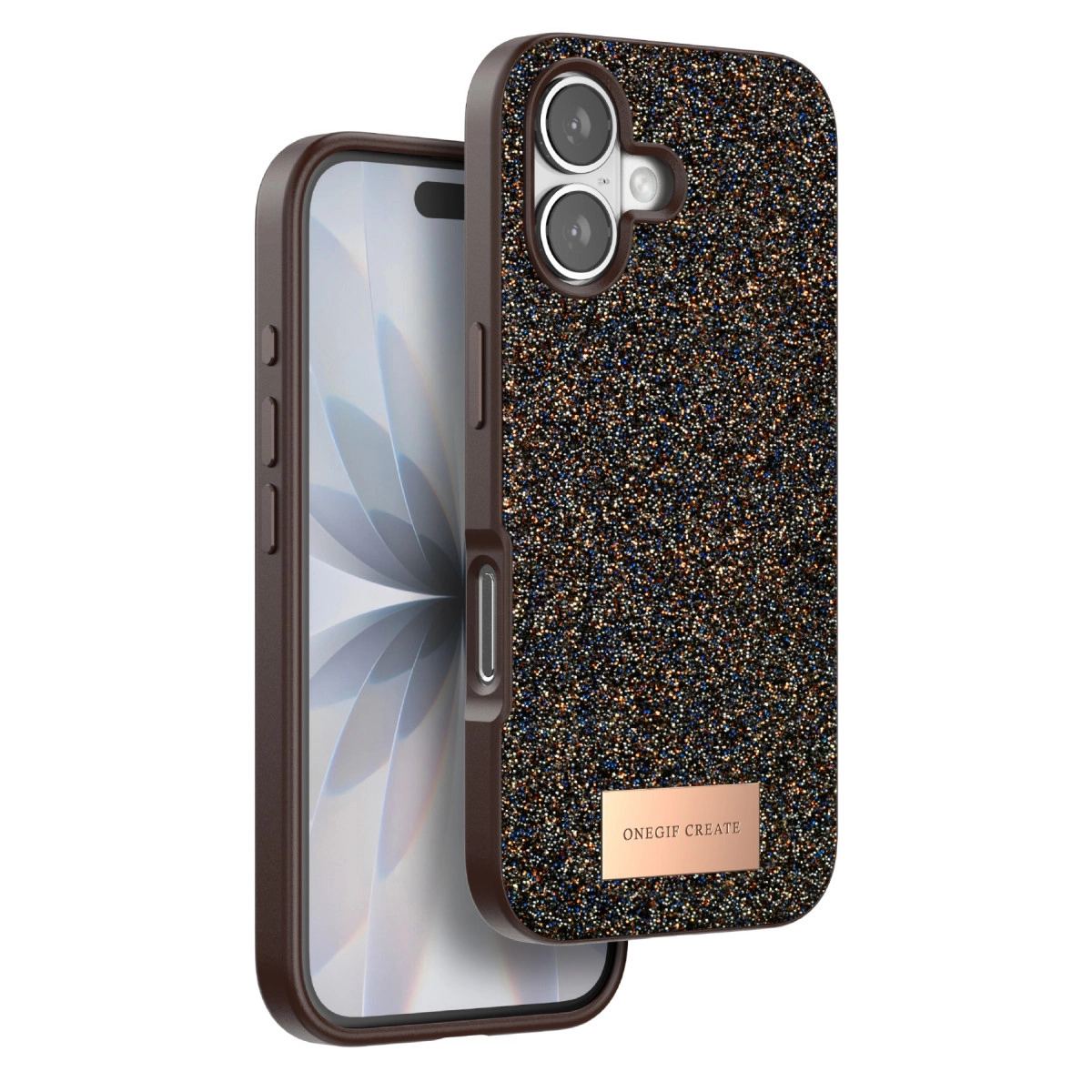 Onegif Apple İphone 17 Bright Simli Kapak - Gold