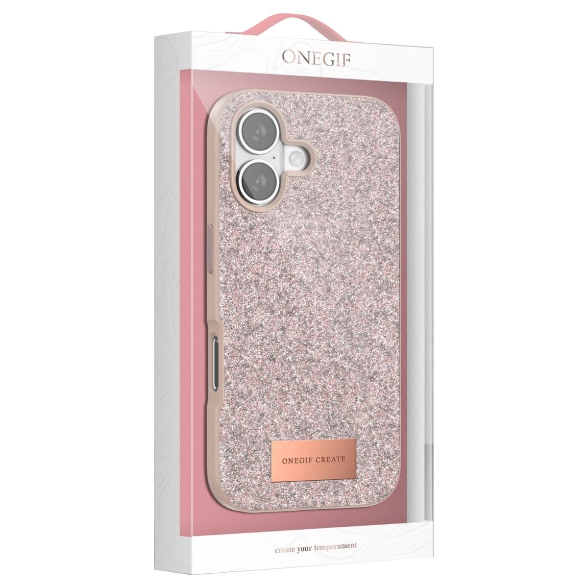 Onegif Apple İphone 17 Pro Bright Simli Kapak - Siyah