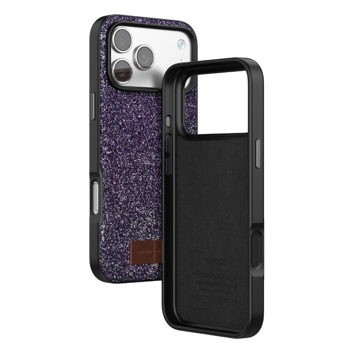 Onegif Apple İphone 17 Pro Max Bright Simli Kapak - Derin Mor