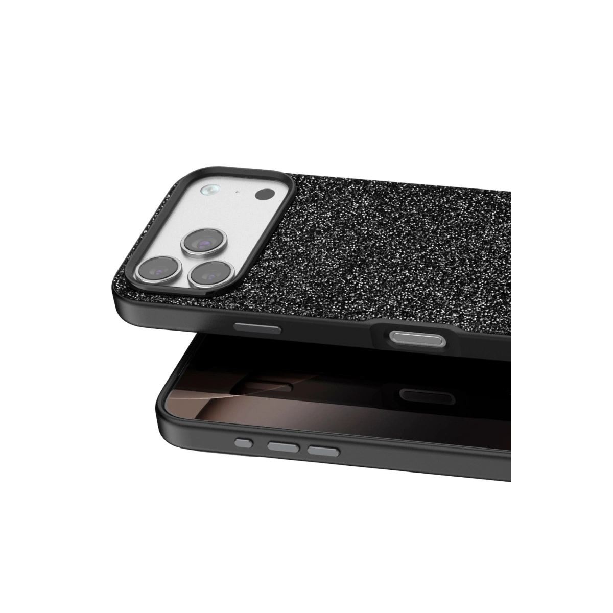 Onegif Apple İphone 17 Pro Max Bright Simli Kapak - Siyah