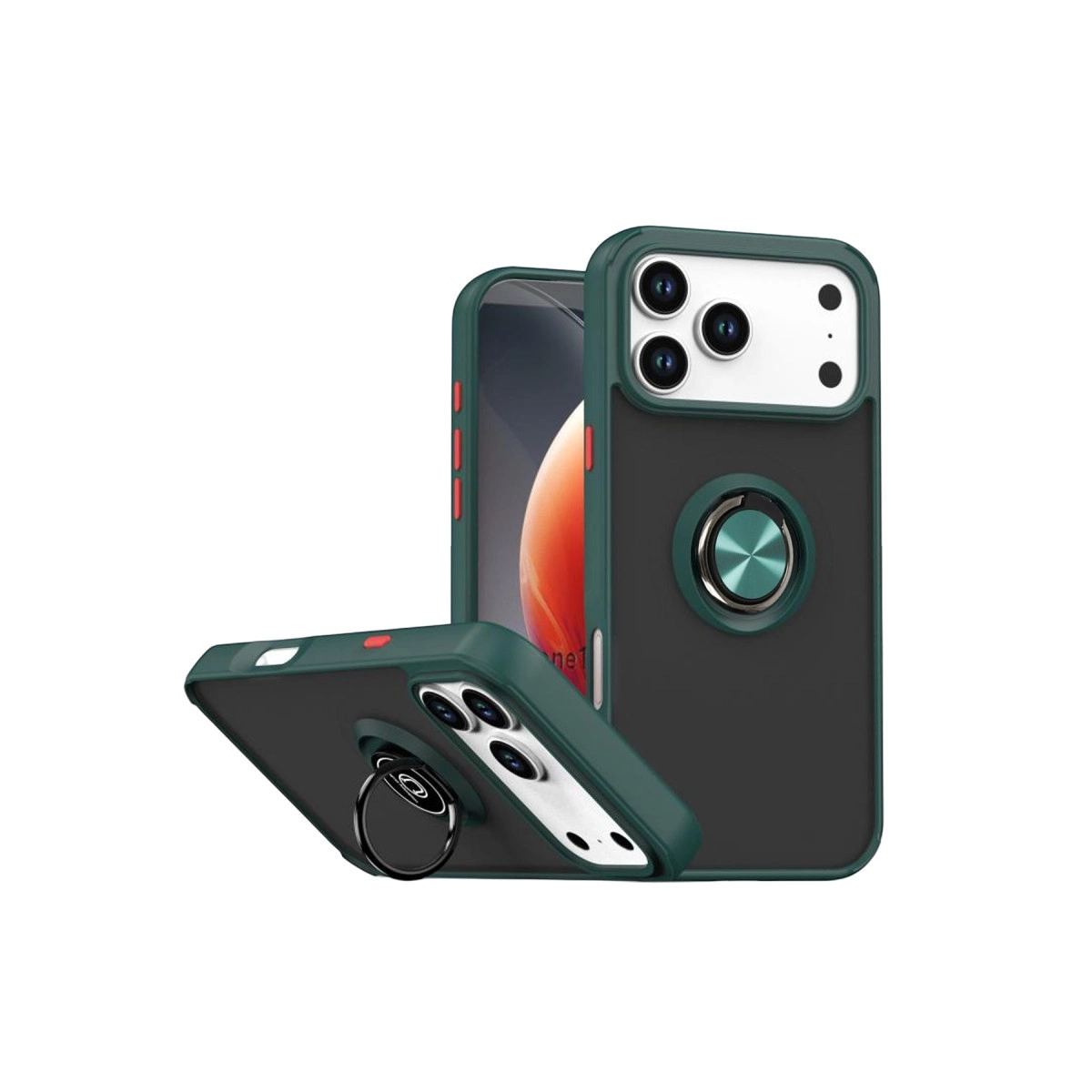 Apple İphone 17 Pro Max Montreal Yüzüklü Silikon Kapak - Yeşil