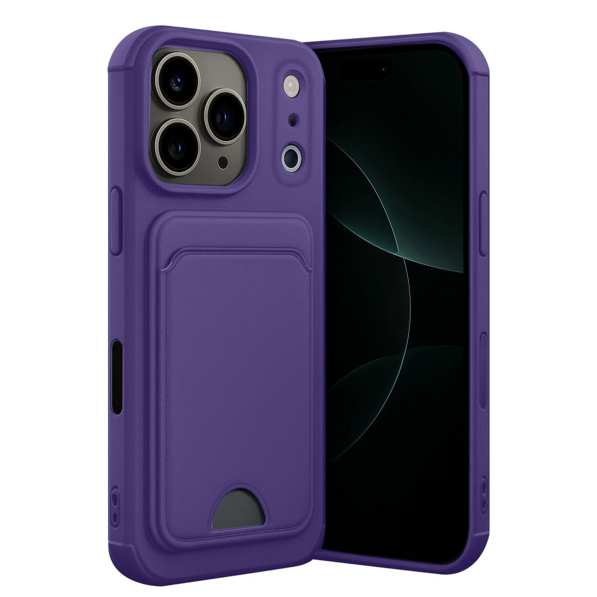Apple İphone 17 Pro Kelvin Kartvizitli Silikon - Derin Mor