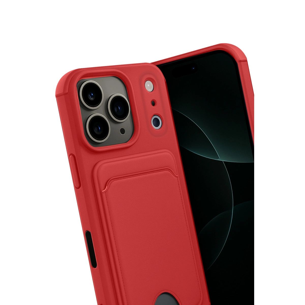Apple İphone 17 Pro Max Kelvin Kartvizitli Silikon - Kırmızı