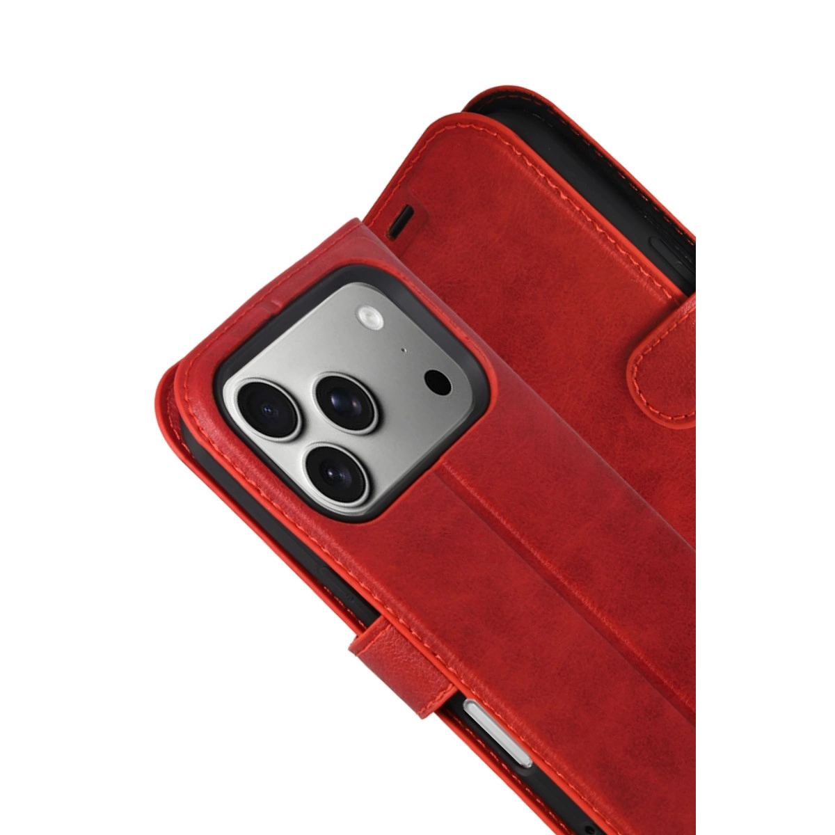 Apple İphone 17 Pro Max Trend S Plus Kapaklı Kılıf - Kırmızı