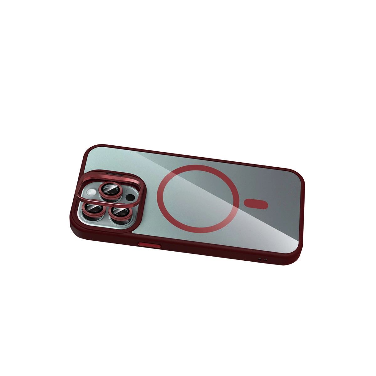 Joko Apple İphone 15 Pro Max Remim Lensli Magsafe Standlı Kapak - Bordo