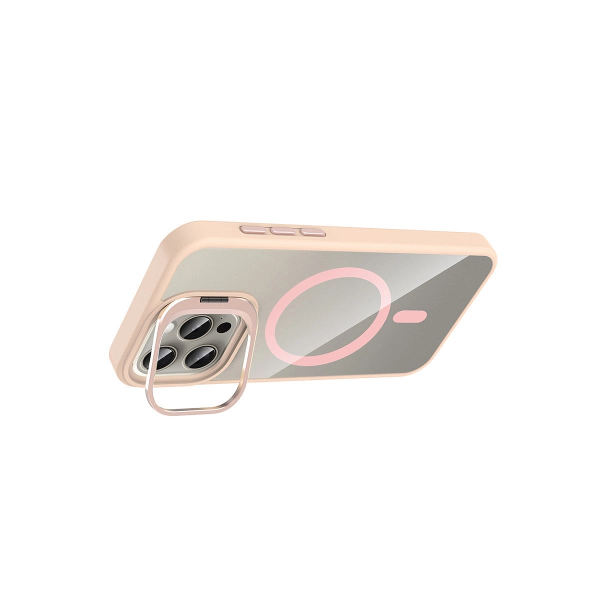 Joko Apple İphone 15 Pro Max Remim Lensli Magsafe Standlı Kapak - Pembe