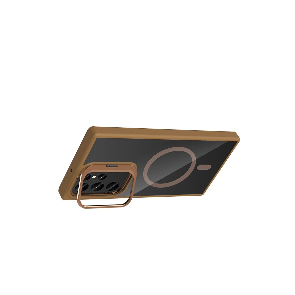 Joko Samsung Galaxy S24 Ultra Remim Lensli Magsafe Standlı Kapak - Kahverengi