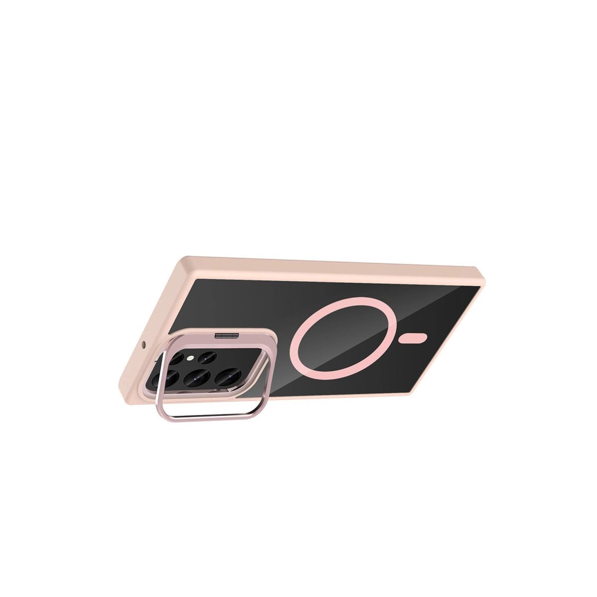 Joko Samsung Galaxy S24 Ultra Remim Lensli Magsafe Standlı Kapak - Pembe