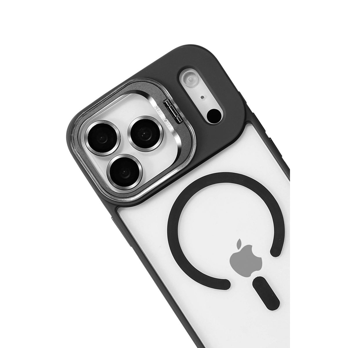 Joko Apple İphone 17 Pro Max Remim Lensli Magsafe Standlı Kapak - Siyah