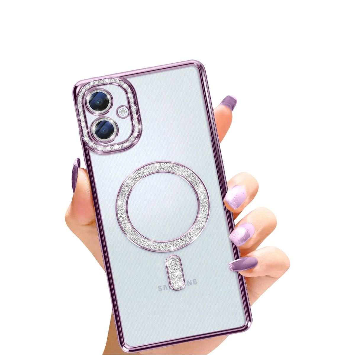 Samsung Galaxy A06 Joke Simli Magneticsafe Kılıf - Derin Mor