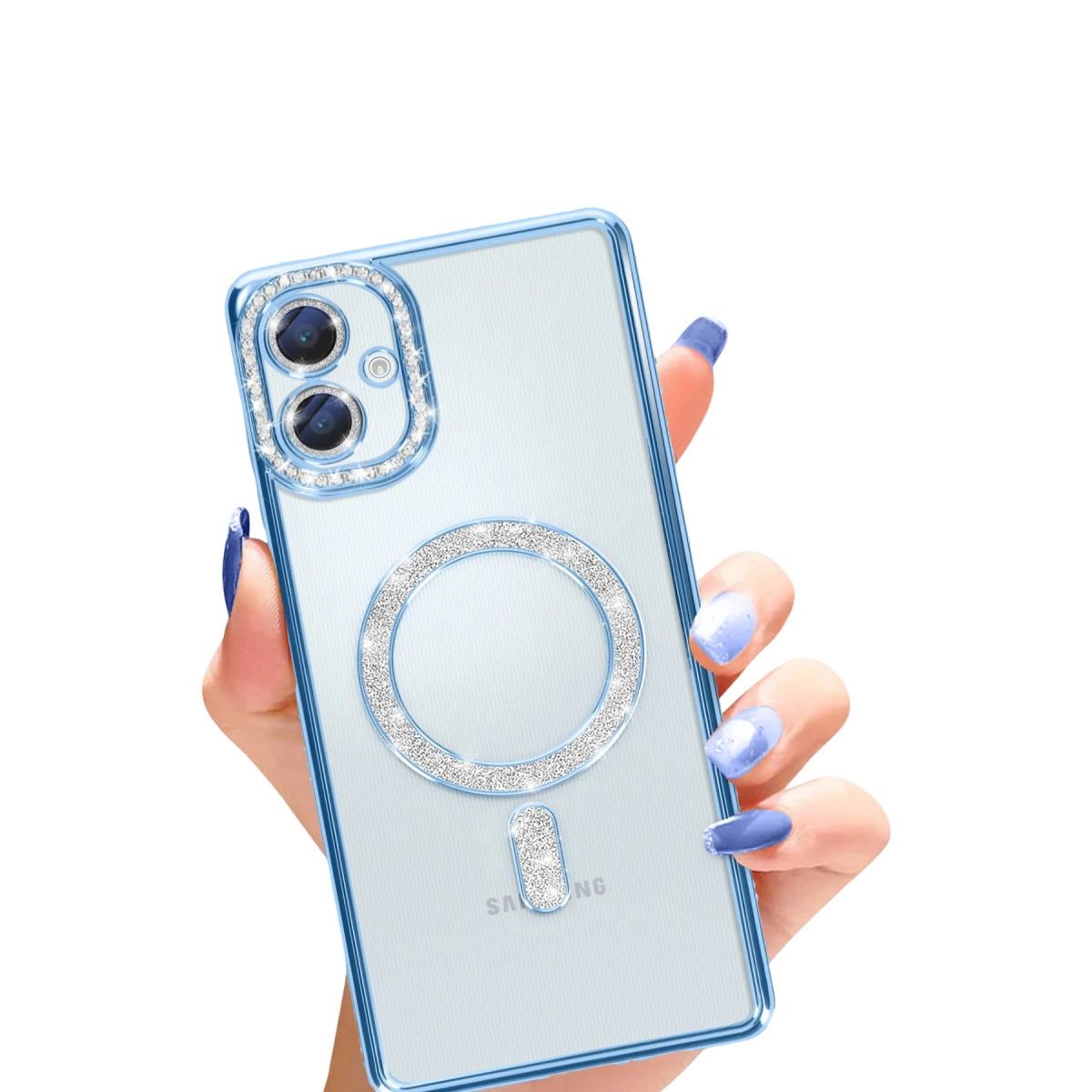 Samsung Galaxy A06 Joke Simli Magneticsafe Kılıf - Mavi