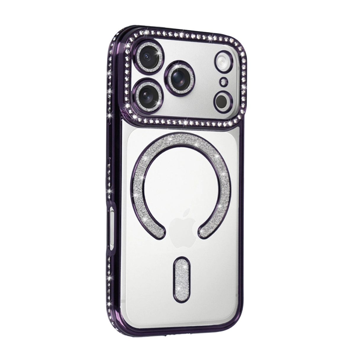 Apple İphone 17 Pro Joke Simli Magneticsafe Kılıf - Derin Mor