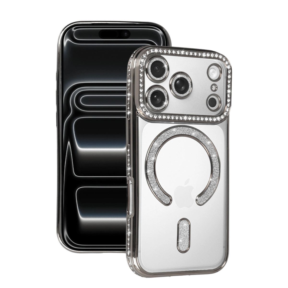 Apple İphone 17 Pro Joke Simli Magneticsafe Kılıf - Gümüş