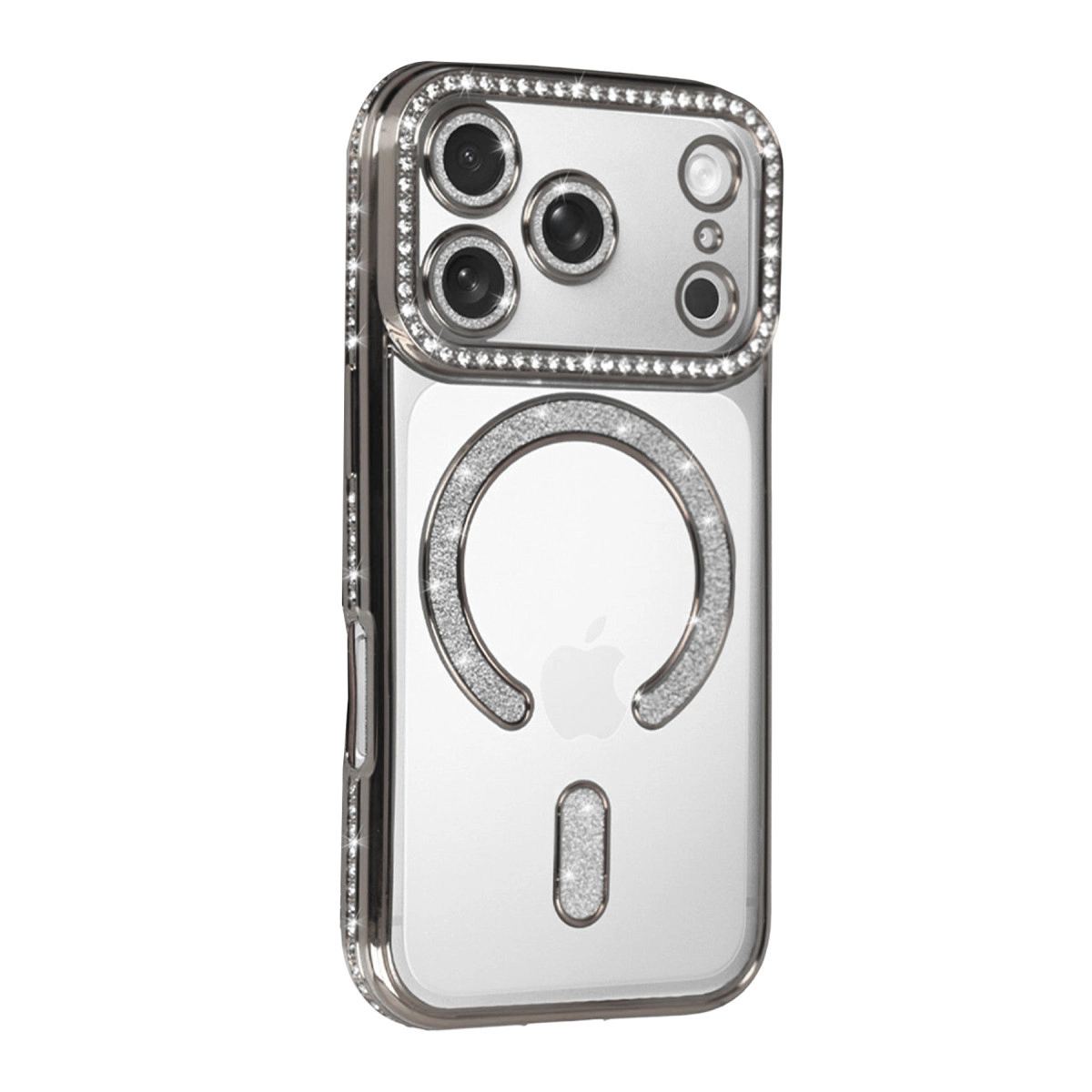 Apple İphone 17 Pro Joke Simli Magneticsafe Kılıf - Gümüş