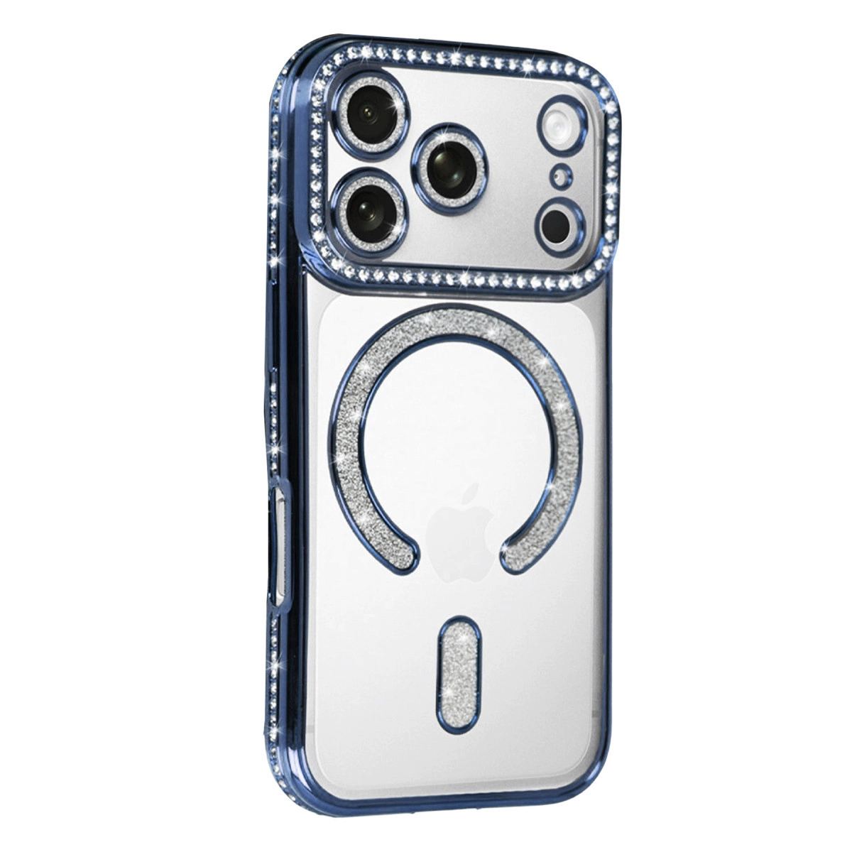 Apple İphone 17 Pro Joke Simli Magneticsafe Kılıf - Mavi