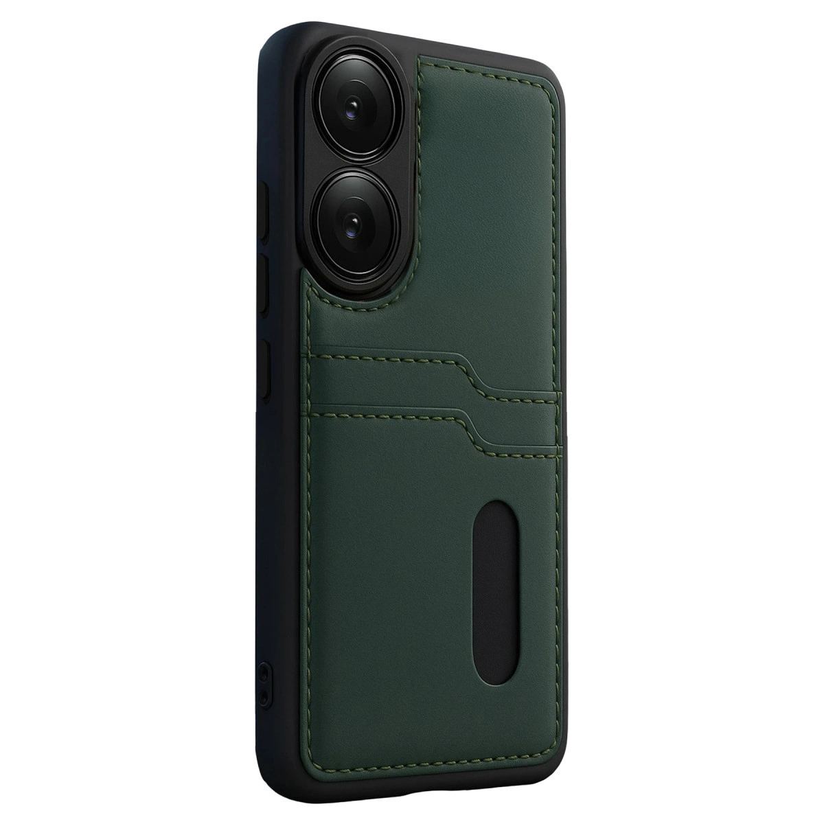 Oppo A38 Sara Kartvizitli Deri Kılıf - Yeşil