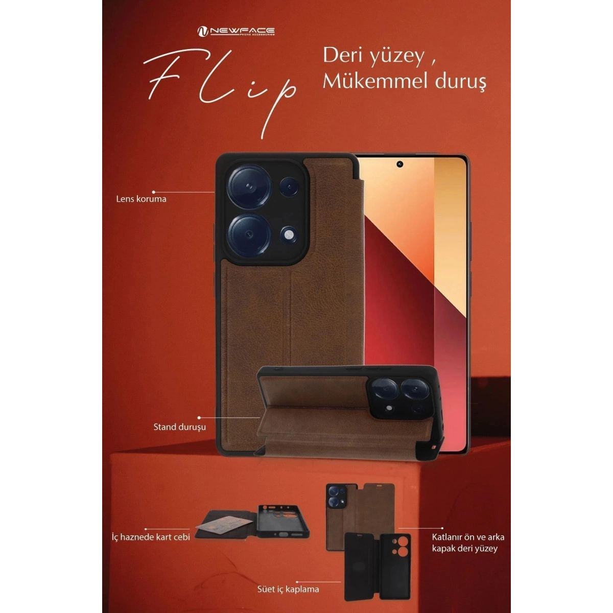 Samsung Galaxy A07 4g Flip Cover - Kırmızı