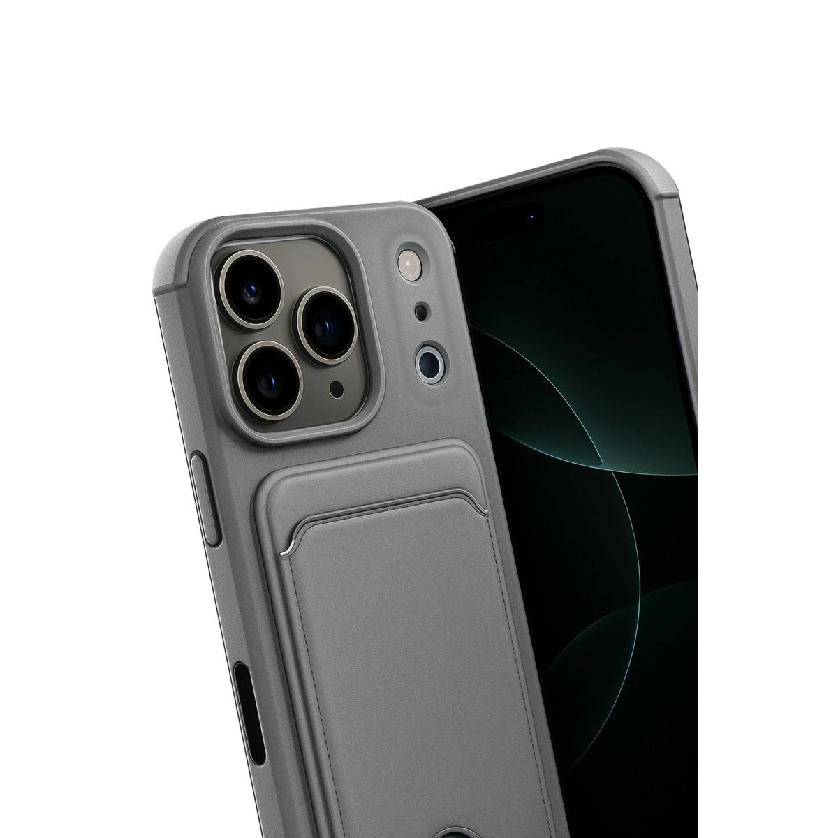 Apple İphone 17 Pro Max Kelvin Kartvizitli Silikon - Gri