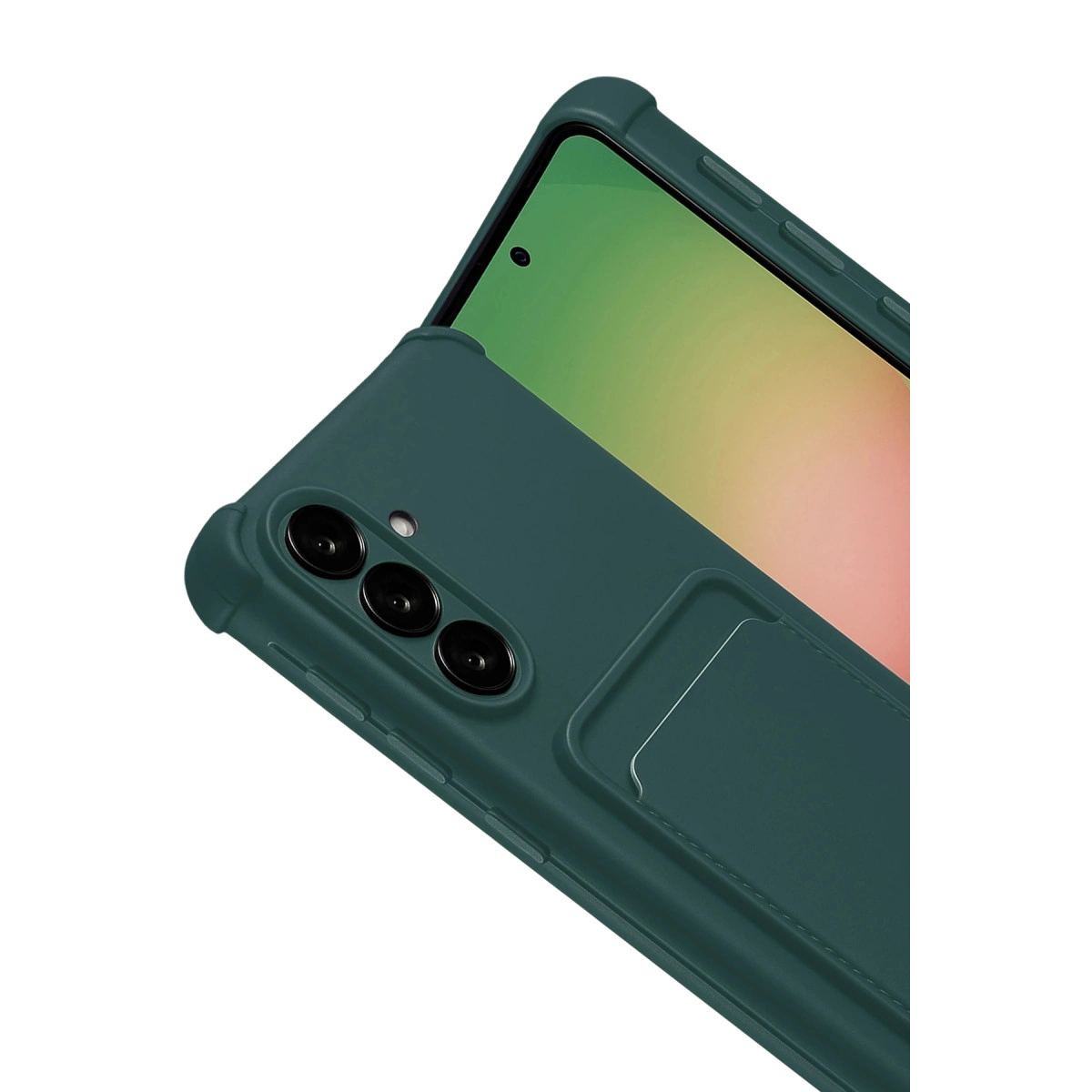 Samsung Galaxy A17 5g Kelvin Kartvizitli Silikon - Koyu Yeşil