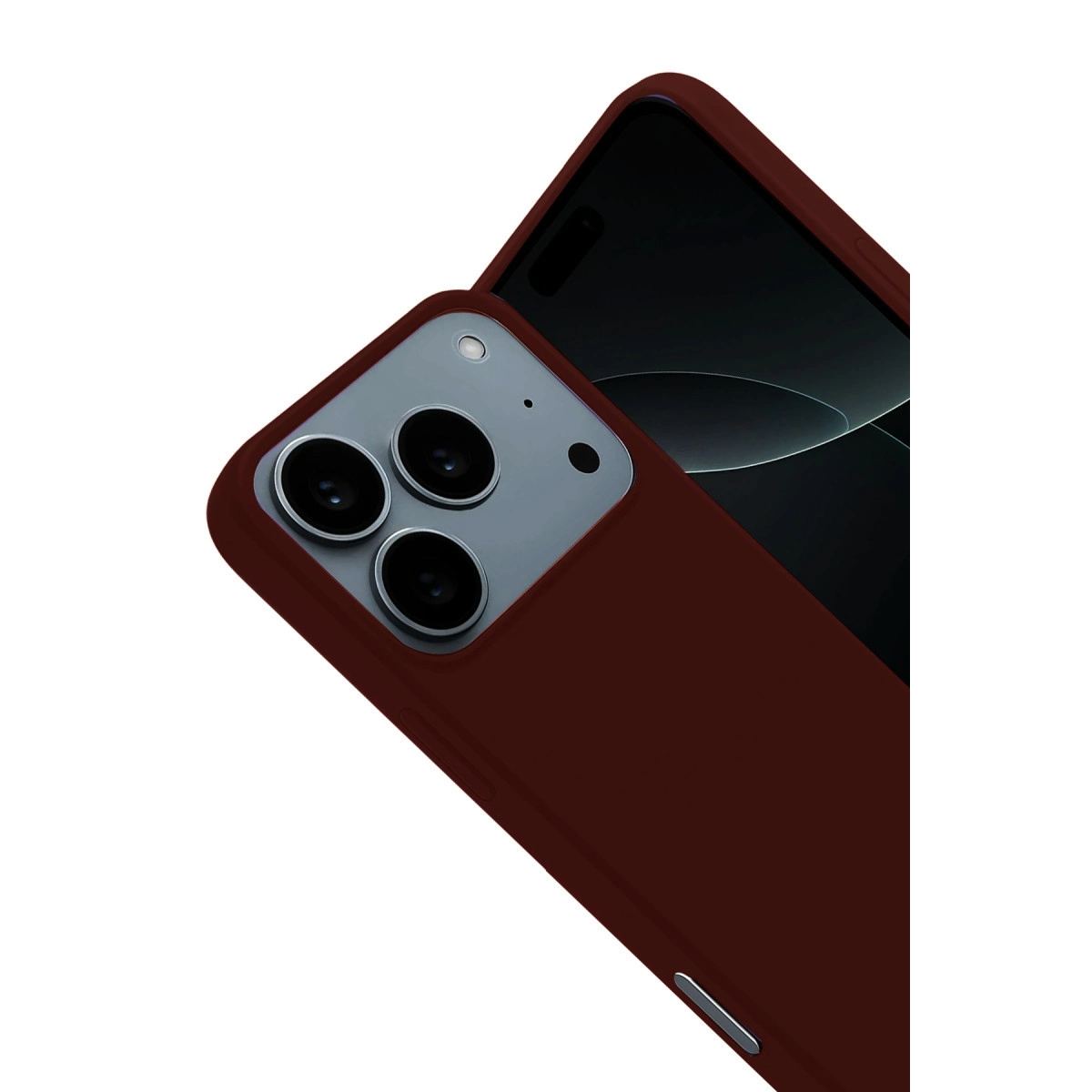 Apple İphone 17 Pro Nano İçi Kadife Silikon - Bordo