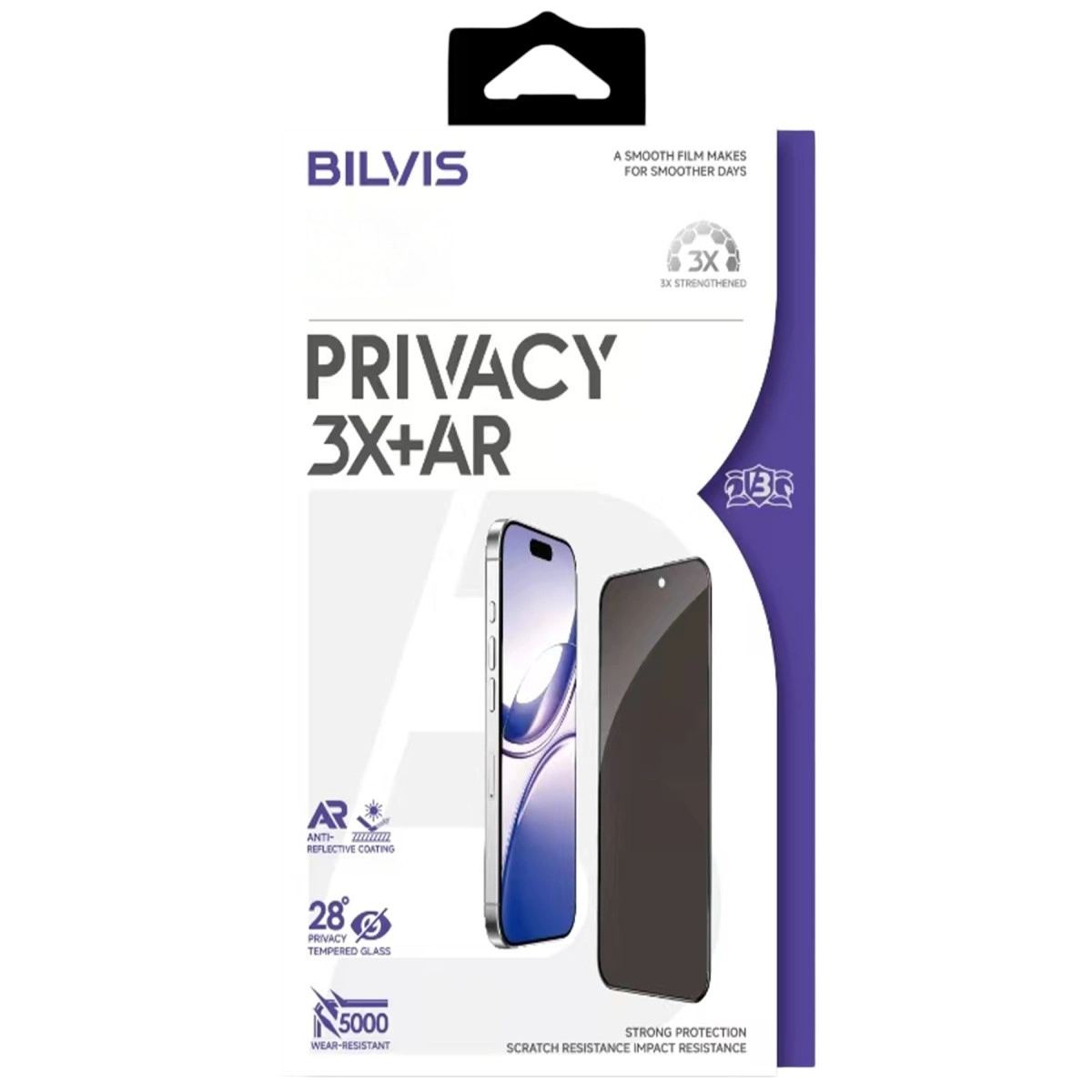 Apple İphone 17 Pro Bilvis 3x Ar Hayalet Cam Ekran Koruyucu - Siyah