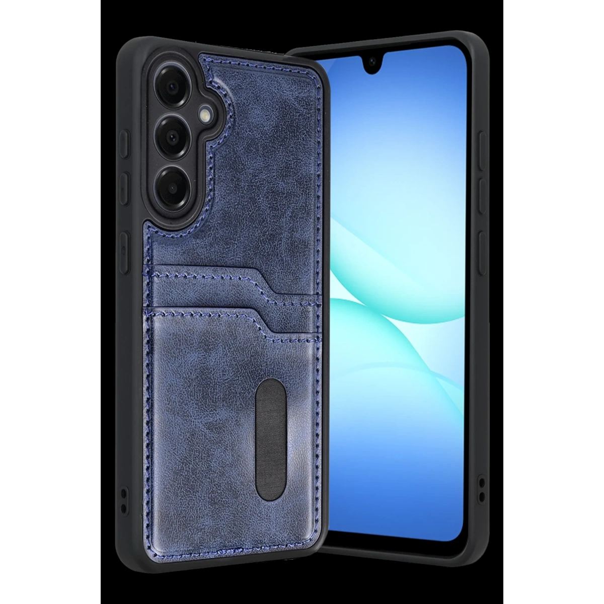 Samsung Galaxy A57 5g Sara Kartvizitli Deri Kılıf - Lacivert